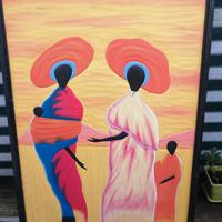 Quadro Etnico Africano in Legno Scolpito