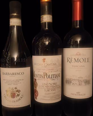 Barbaresco, Vino Nobile Montepulciano e Merlot 