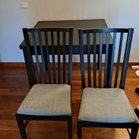 Tavolo rovere scuro ikea con 2 sedie 