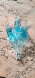 Set 3 foglie lunghe  vetro murano azzurro