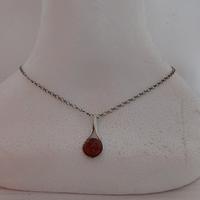 Parure collana e orecchini argento e ambra