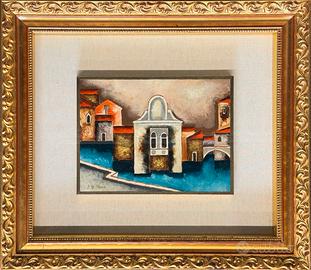 Elio de Pasco pittore quadro tecnica mista Venezia