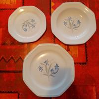 Set di 21 piatti piani, cubi e piccoli a fiori 