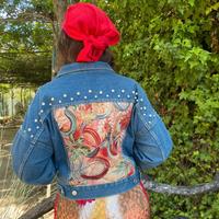 giacca in jeans con perle personalizzata 