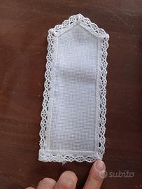 segnalibro ricamabile punto croce merletto bianco 