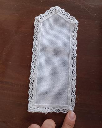 segnalibro ricamabile punto croce merletto bianco 