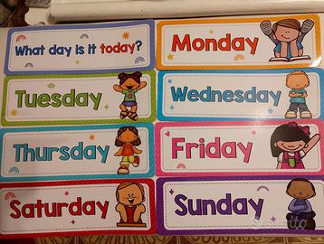 Flashcards apprendimento giorni settimana inglesi