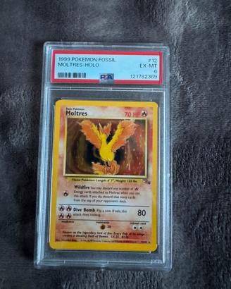 Pokémon Moltres Holo PSA 6 1999 Fossil 12/62