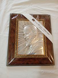 Quadro Bassorilievo Padre Pio - Argento Laminato 