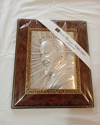 Quadro Bassorilievo Padre Pio - Argento Laminato 