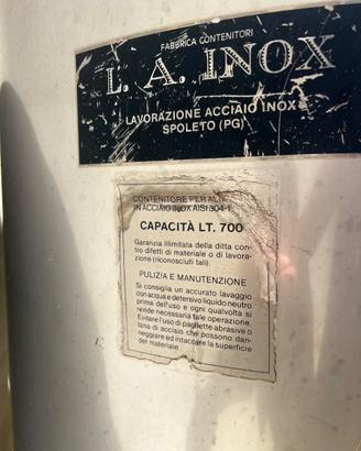 Botte in acciaio inox 700 litri