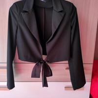 Giacchino donna nero Nuna Lie con fiocco in raso