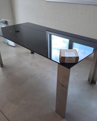 Tavolo Estensibile in Vetro e Acciaio Inox