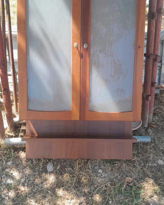 Mobile pensile bagno 2 ante con vetro satinato