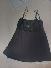 top nero con paillettes, taglia unica (S/M)