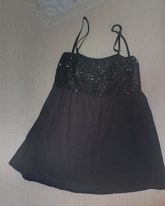 top nero con paillettes, taglia unica (S/M)