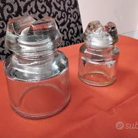 Isolatori elettrici vintage in vetro trasparente