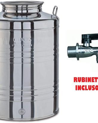 Bidone in Acciaio 50lt con rubinetto e piedistallo
