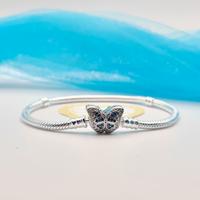 Bracciale argento 925 farfalla blu tg 19 zirconi