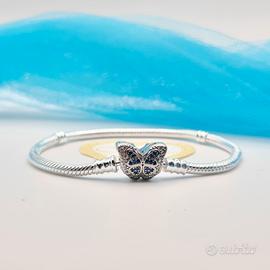 Bracciale argento 925 farfalla blu tg 19 zirconi