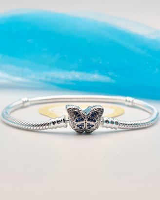 Bracciale argento 925 farfalla blu tg 19 zirconi