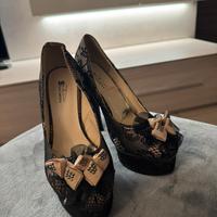 Scarpe tacco 39 pizzo nero e fiocco - Sissi.miss