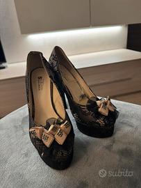 Scarpe tacco 39 pizzo nero e fiocco - Sissi.miss