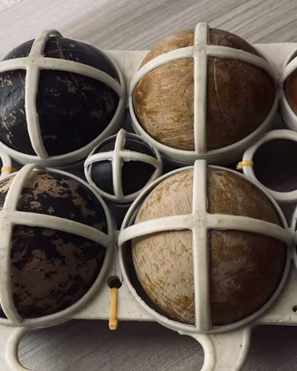 Set bocce da pétanque legno anni 60