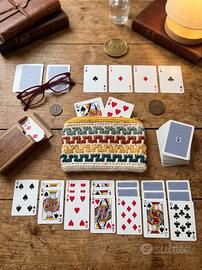 Astuccio uncinetto porta carte da gioco, pochette