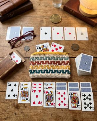 Astuccio uncinetto porta carte da gioco, pochette