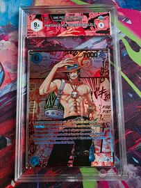 One Piece TCG–Ace Manga rare OP13 Graad 9.5 MT+