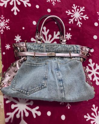 Borsa Denim Borchiata