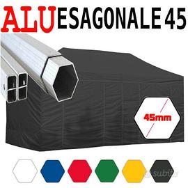 Gazebo 6x3 alluminio nero pieghevole pvc tendone