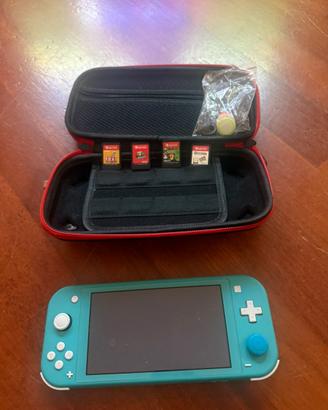 Nintendo Switch Lit Turchese + Custodia + 4 Giochi