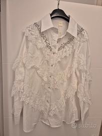 Camicia con pizzo e paillettes 