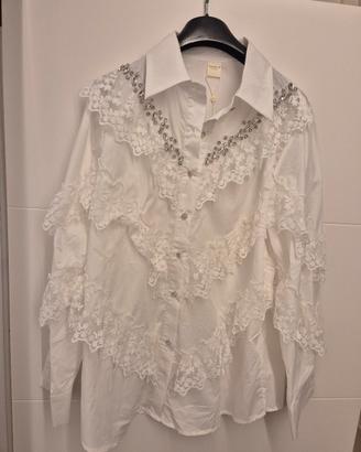 Camicia con pizzo e paillettes 
