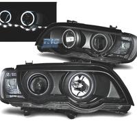 FARI XENON BMW X5 E53 99-03 ANGEL EYES FONDO NERO 