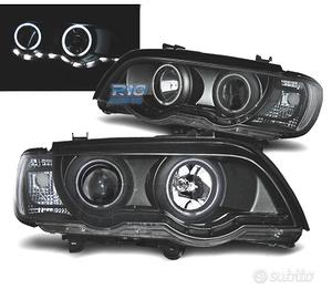 FARI XENON BMW X5 E53 99-03 ANGEL EYES FONDO NERO 