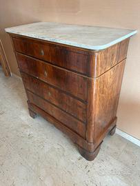 Comò Antico Noce con Piano in Marmo