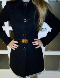 Cappotto nero con cintura Zahir