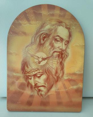 Quadro religioso Santissima Trinità su legno sagom