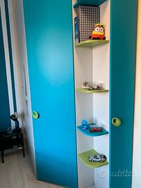 Armadio angolato x ragazzi + letto contenitore