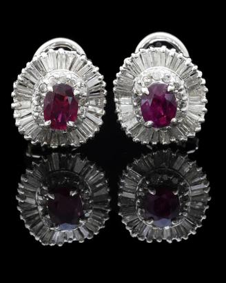 ORECCHINI RED HEART IN ORO 18KT RUBINO  E DIAMANTI