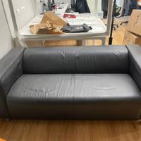 Divano in pelle nera - 3 posti