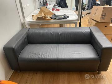 Divano in pelle nera - 3 posti