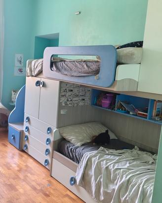 Letto a Castello con Armadio e cassetti