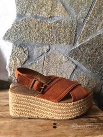 Sandali con zeppa Marypaz color cuoio