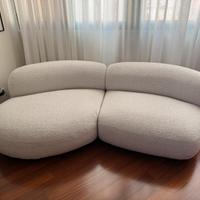 Divano 3/4 posti in tessuto bouclé beige