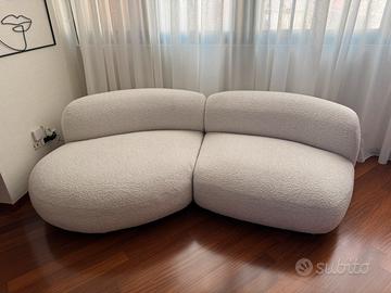 Divano 3/4 posti in tessuto bouclé beige