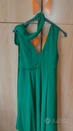 Vestito verde elegant cerimonia/cocktail con stola